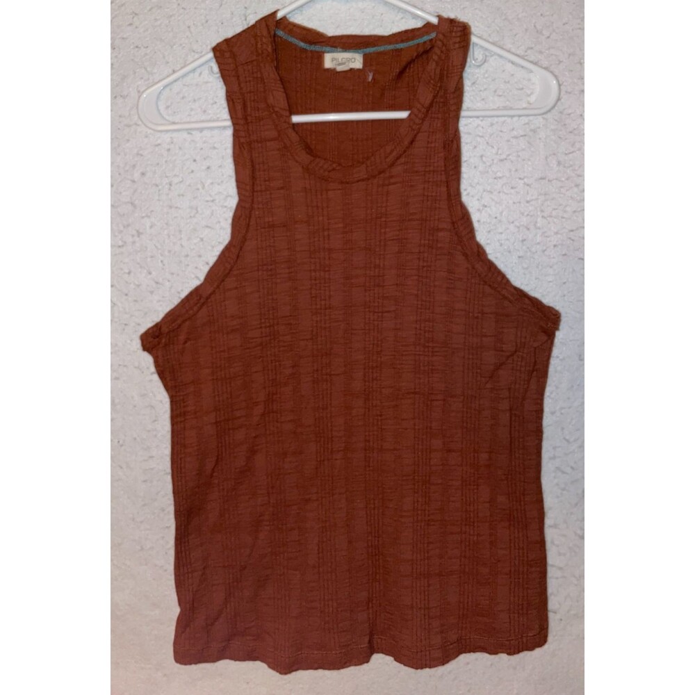 Pilcro Tank Top Womens sz L Ribbed Sleeveless Relaxed Fit Brown Cotton Modal